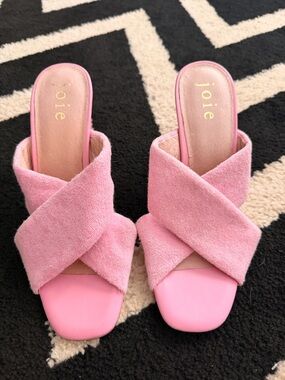 Joie Pink Crisscross Lucie Slide Sandals